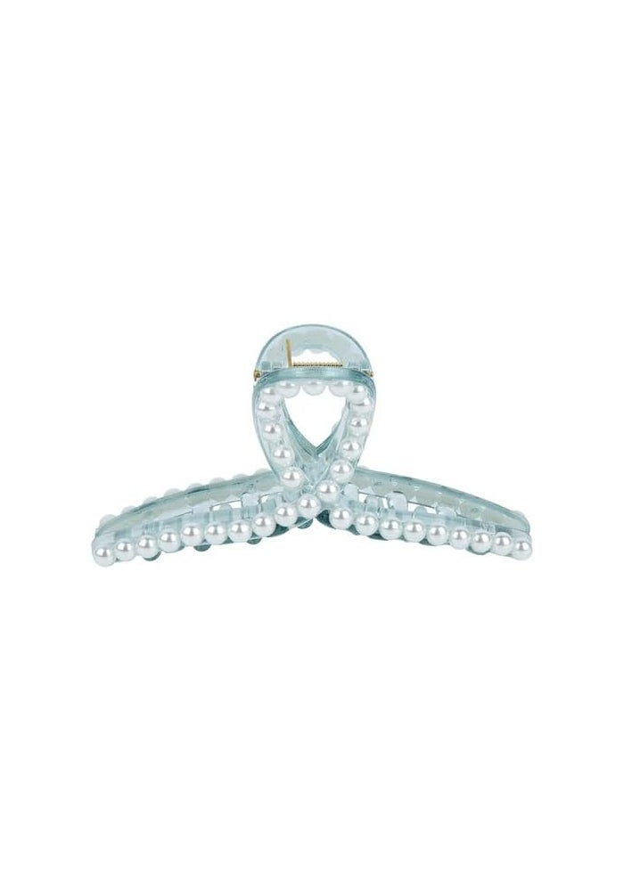 DAISO Cross Line Pearl Border Claw Clip - Gray - Image 2